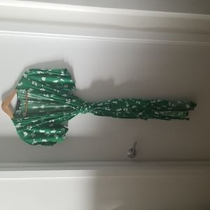 Plus Size Eloquii Green Ginko Print Wrap Dress